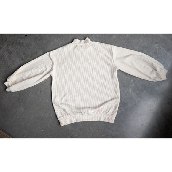 P CILL Ribbed Sweater Mock Neck 3/4 Sleeve Size Medium Faux Waffle Knit Pullover - Picture 9 of 10